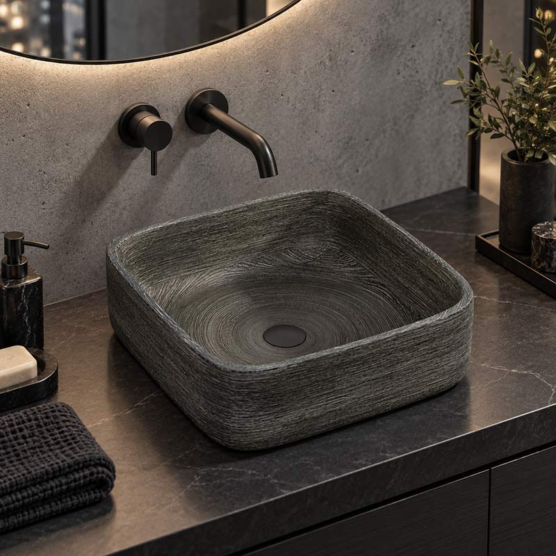 Infinity Above Counter Porcelain Basin Square 390x390x140mm - Grey