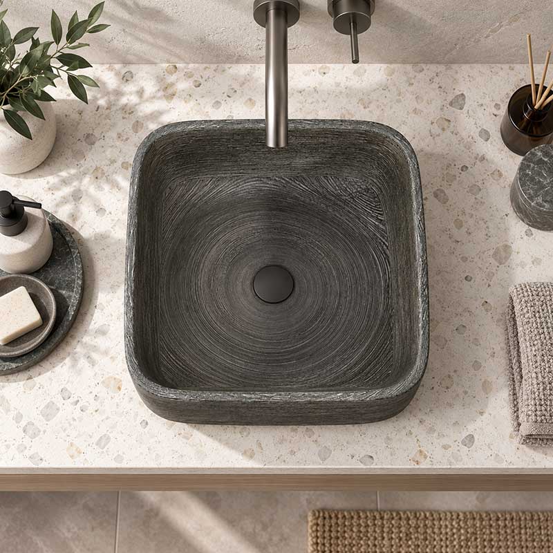 Infinity Above Counter Porcelain Basin Square 390x390x140mm - Grey