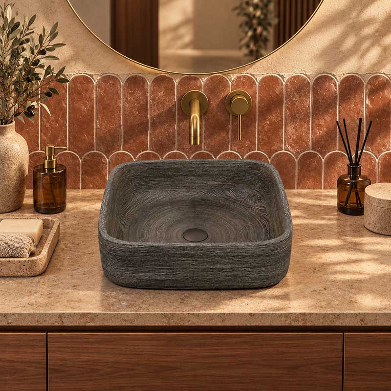 Infinity Above Counter Porcelain Basin Square 390x390x140mm - Grey