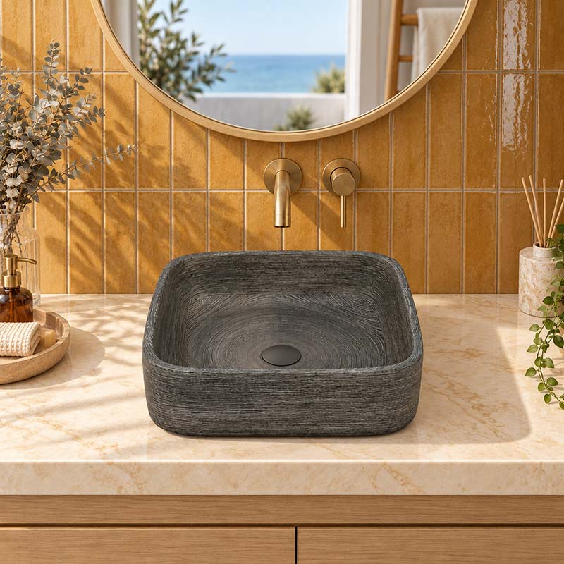 Infinity Above Counter Porcelain Basin Square 390x390x140mm - Grey