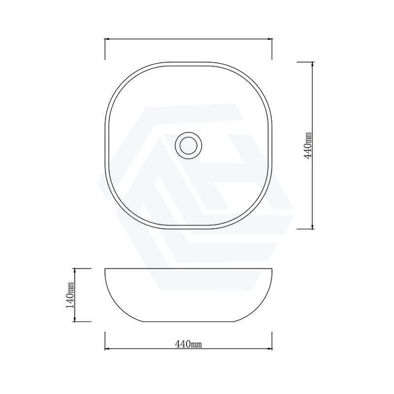 Infinity Square Porcelain Above Counter Art Basin 440x440x140mm - Brown