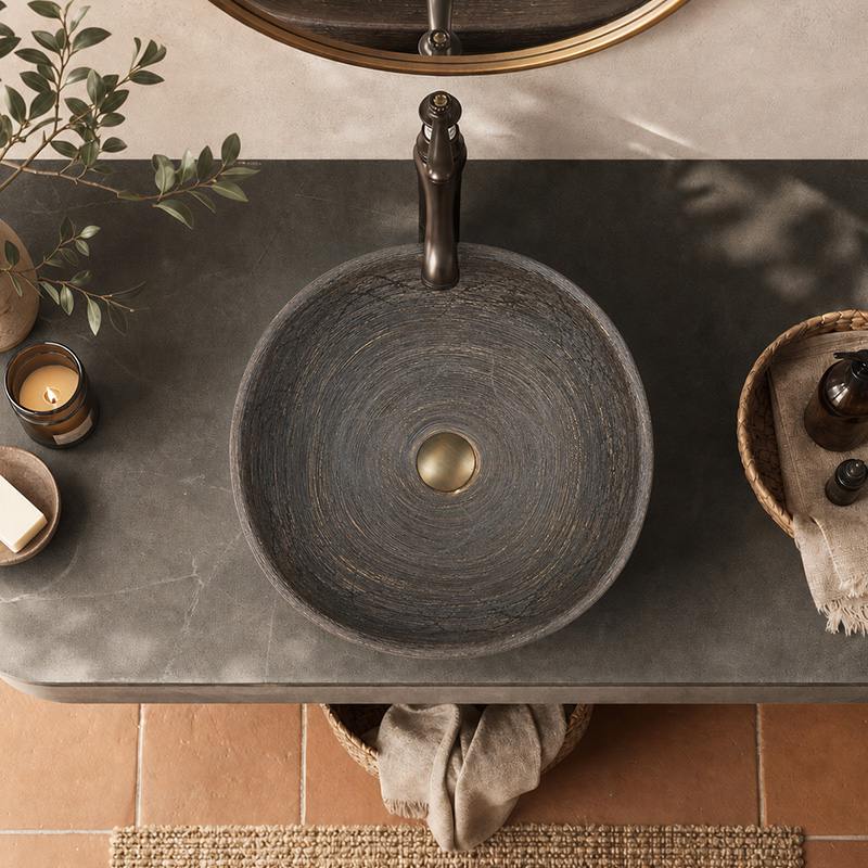 Infinity Soft Square Porcelain Above Counter Art Basin 440x440x140mm - Brown