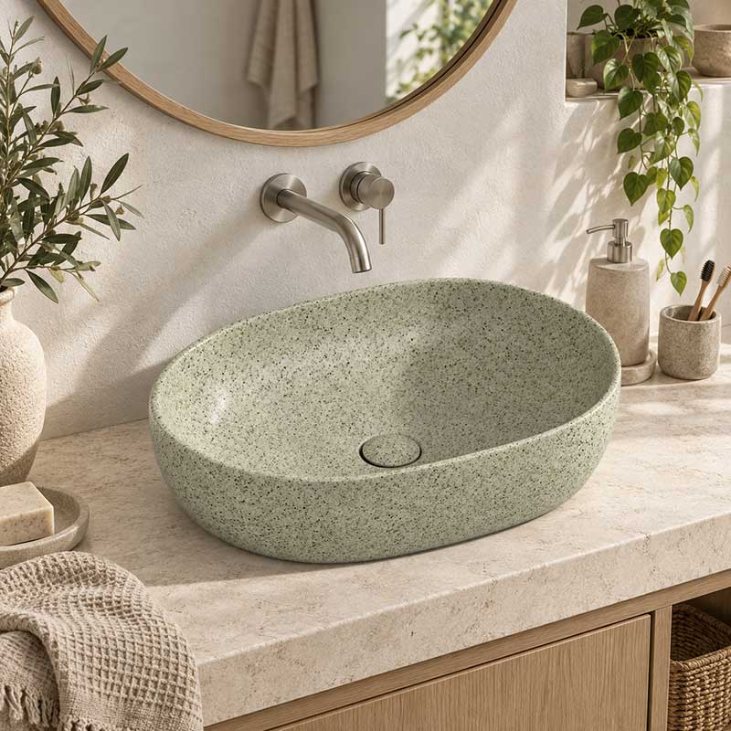 Infinity Above Counter Porcelain Basin Oval 580x400x150mm - Green