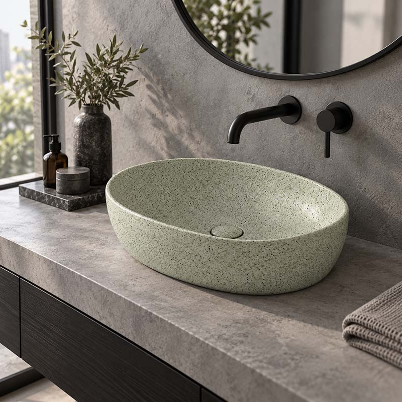 Infinity Above Counter Porcelain Basin Oval 580x400x150mm - Green