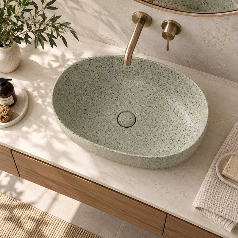 Infinity Above Counter Porcelain Basin Oval 580x400x150mm - Green