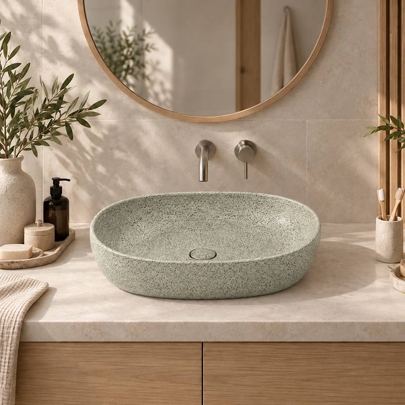 Infinity Above Counter Porcelain Basin Oval 580x400x150mm - Green