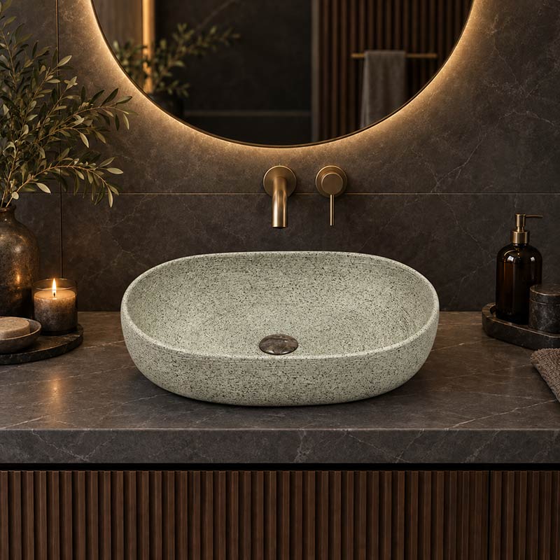 Infinity Above Counter Porcelain Basin Oval 580x400x150mm - Green