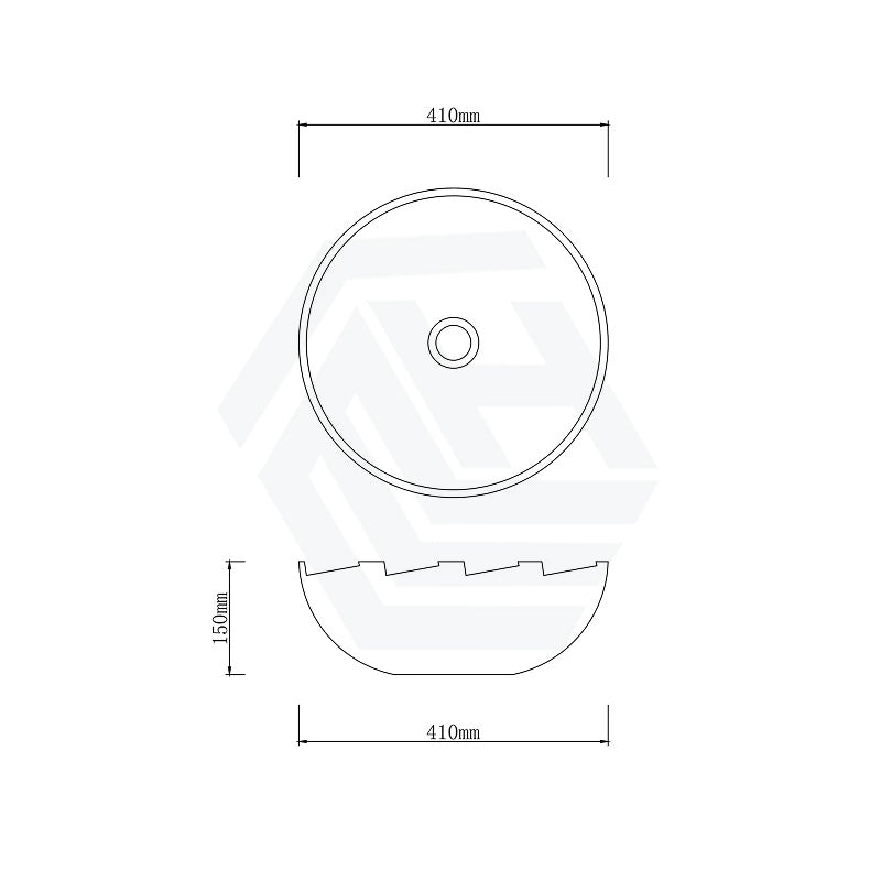 Infinity Round Porcelain Above Counter Art Basin 410x410x150mm - Yellow With Special Rim