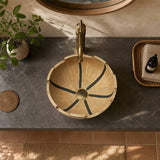 Infinity Round Porcelain Above Counter Art Basin 410x410x150mm - Yellow With Special Rim