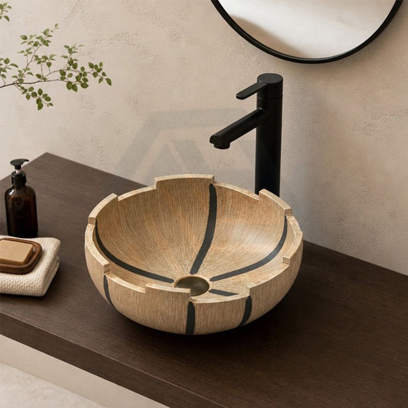 Infinity Round Porcelain Above Counter Art Basin 410x410x150mm - Yellow With Special Rim
