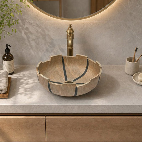 Infinity Round Porcelain Above Counter Art Basin 410x410x150mm - Yellow With Special Rim