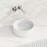 300X300X110Mm Round Above Counter Ceramic Basin Gloss White Basins