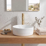 Round Above Counter Ceramic Fluted Basin 300x300x110mm - 3 Colours