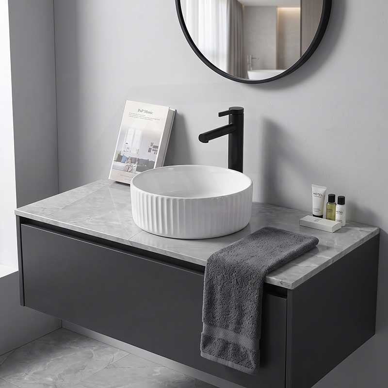 Round Above Counter Ceramic Fluted Basin 300x300x110mm - 3 Colours