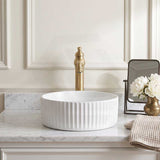 Round Above Counter Ceramic Fluted Basin 300x300x110mm - 3 Colours