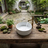 Round Above Counter Ceramic Fluted Basin 300x300x110mm - 3 Colours
