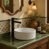 Round Above Counter Ceramic Fluted Basin 300x300x110mm - 3 Colours