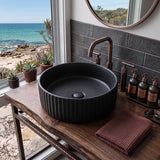 Round Above Counter Ceramic Fluted Basin 300x300x110mm - 3 Colours