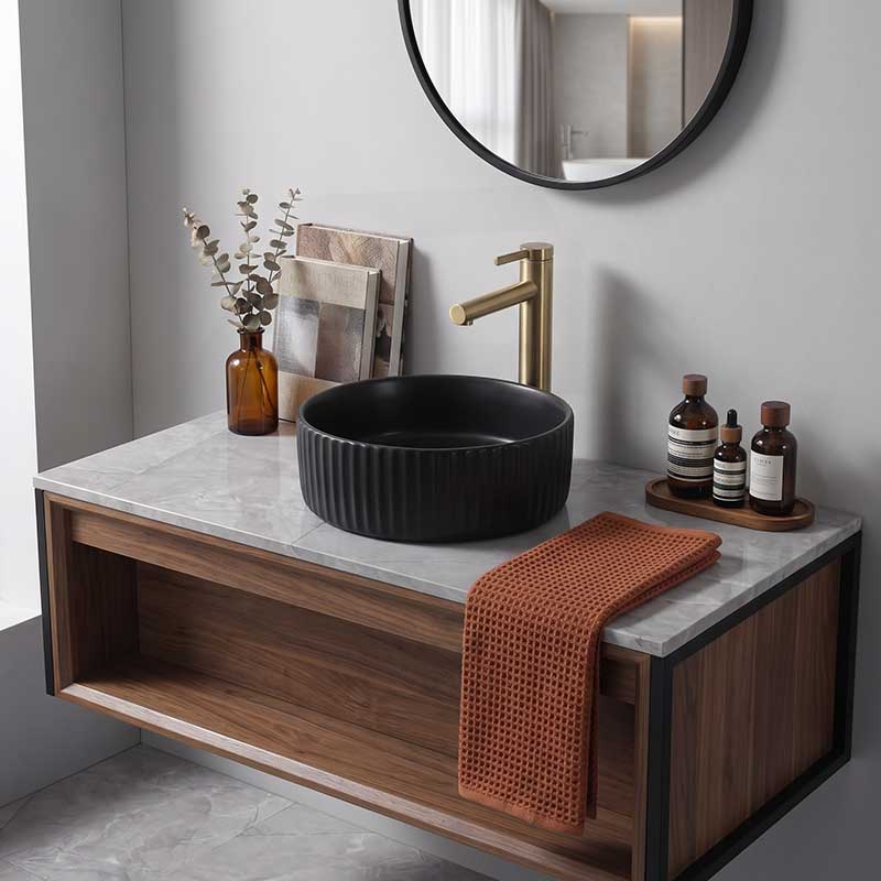 Round Above Counter Ceramic Fluted Basin 300x300x110mm - 3 Colours
