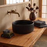 Round Above Counter Ceramic Fluted Basin 300x300x110mm - 3 Colours