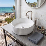 Round Above Counter Ceramic Fluted Basin 300x300x110mm - 3 Colours