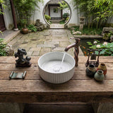 Round Above Counter Ceramic Fluted Basin 300x300x110mm - 3 Colours