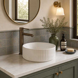 Round Above Counter Ceramic Fluted Basin 300x300x110mm - 3 Colours