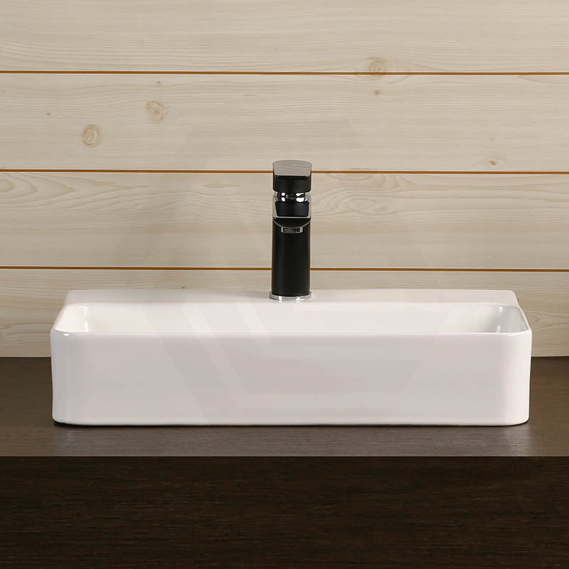 Rectangle Above Counter Ceramic Basin for Bathroom 530x300x110mm - Gloss White