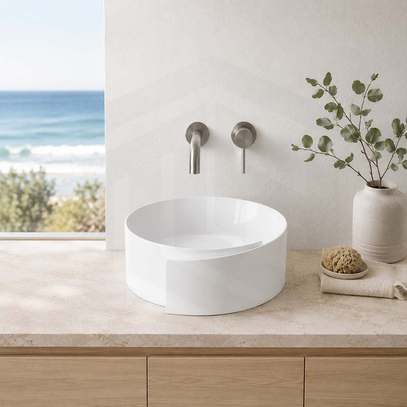 Infinity Special Shape Above Counter Ceramic Basin 440x460x150mm - Gloss White