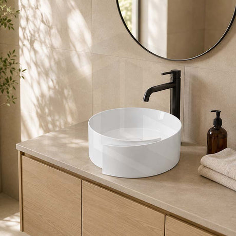 Infinity Special Shape Above Counter Ceramic Basin 440x460x150mm - Gloss White