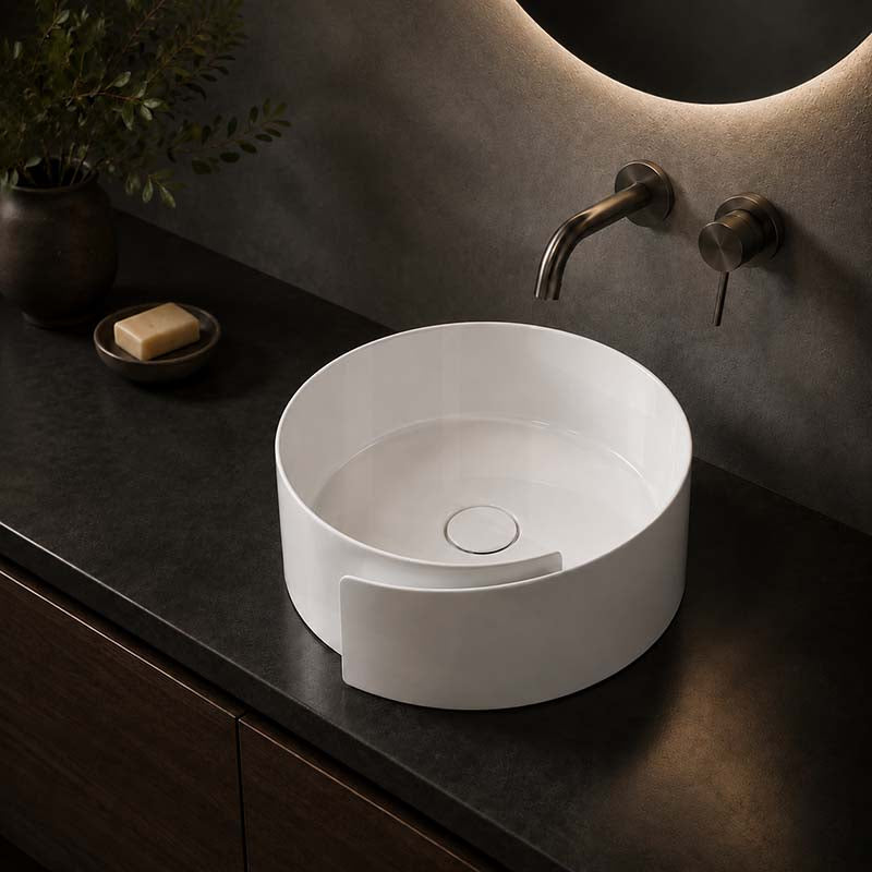 Infinity Special Shape Above Counter Ceramic Basin 440x460x150mm - Gloss White