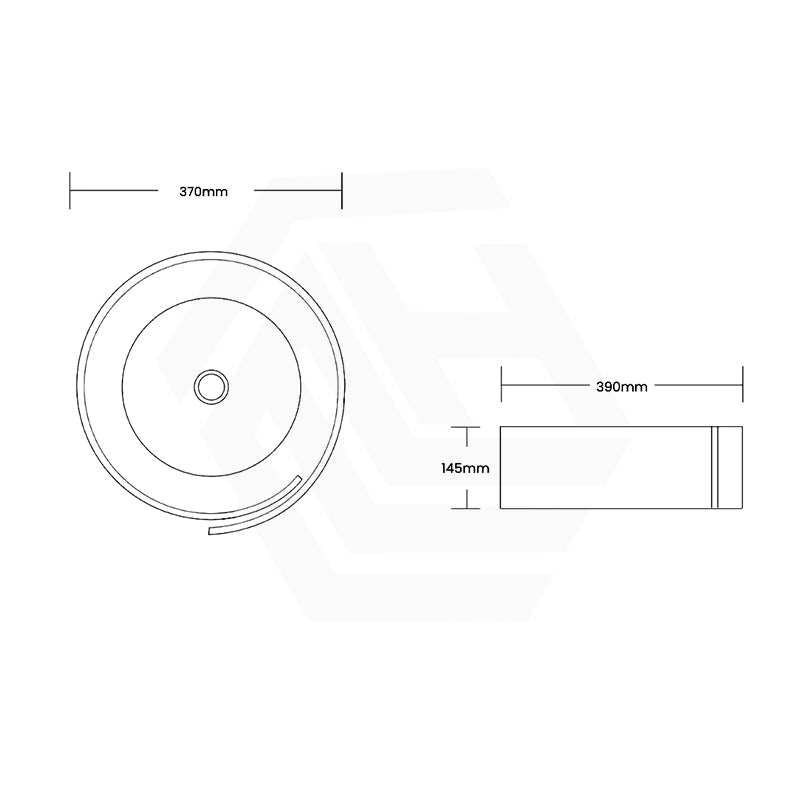 Infinity Above Counter Ceramic Basin Special Shape for Bathroom 370x390x145mm - Gloss White
