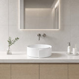 Infinity Above Counter Ceramic Basin Special Shape for Bathroom 370x390x145mm - Gloss White