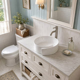 Infinity Above Counter Ceramic Basin Special Shape for Bathroom 370x390x145mm - Gloss White