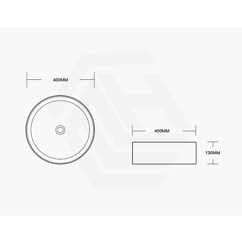Above Counter Ceramic Basin Bathroom Round Wash Basin 400x400x130mm - Gloss White With Black Rim