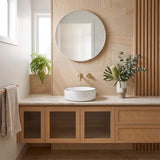 Above Counter Ceramic Basin With Black Rim Round for Bathroom 360x360x120mm - Gloss White