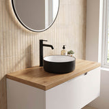 Above Counter Ceramic Basin Bathroom Round Wash Diagonal Pattern Basin 360x360x120mm - Gloss White & Matt Black
