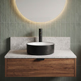 Above Counter Ceramic Basin Bathroom Round Wash Diagonal Pattern Basin 360x360x120mm - Gloss White & Matt Black