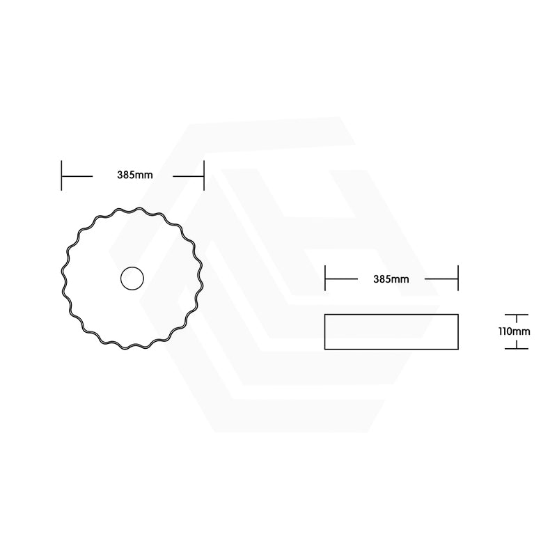 Bathroom Above Counter Ceramic Basin Special Shape 385x385x110mm - Gloss White