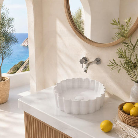 Bathroom Above Counter Ceramic Basin Special Shape 385x385x110mm - Gloss White
