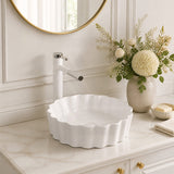 Bathroom Above Counter Ceramic Basin Special Shape 385x385x110mm - Gloss White