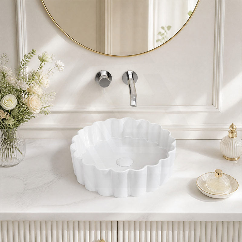 Bathroom Above Counter Ceramic Basin Special Shape 385x385x110mm - Gloss White