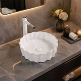Bathroom Above Counter Ceramic Basin Special Shape 385x385x110mm - Gloss White