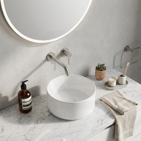 Above Counter Mini Round Ceramic Basin for Bathroom 220x220x130mm - Gloss White