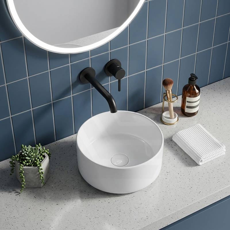 Above Counter Mini Round Ceramic Basin for Bathroom 220x220x130mm - Gloss White