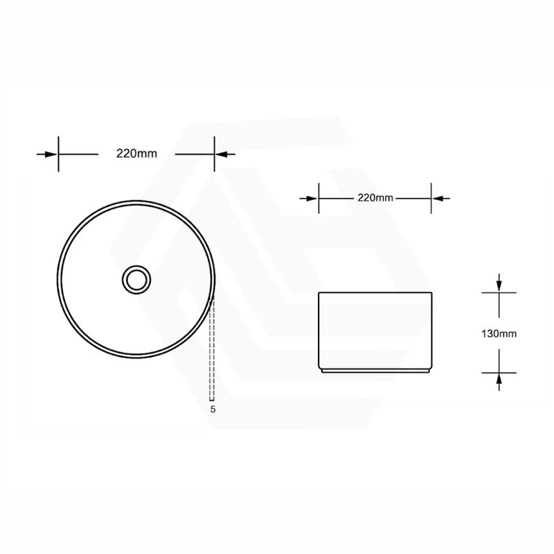Above Counter Mini Round Ceramic Basin for Bathroom 220x220x130mm - Gloss White