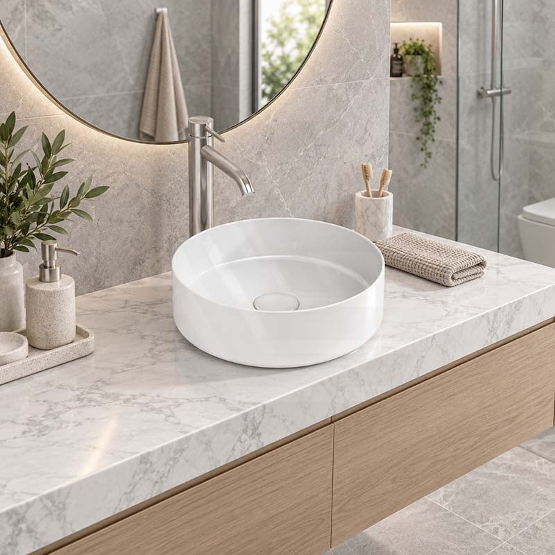 Above Counter Ceramic Basin Round Shape for Bathroom 310x310x110mm - Various Colour