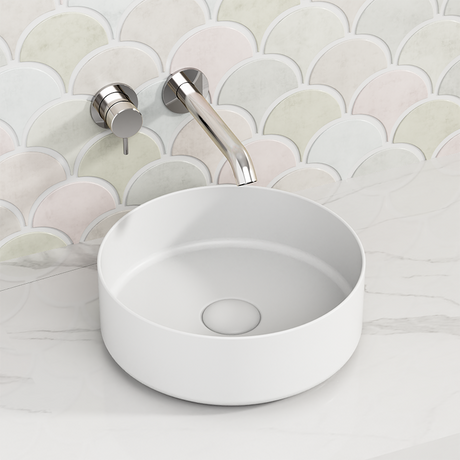 300X300X110Mm Above Counter Ceramic Basin Matt White Round For Bathroom