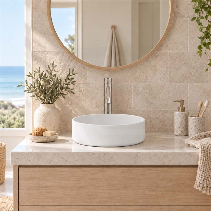 Above Counter Ceramic Basin Round Shape for Bathroom 310x310x110mm - Various Colour