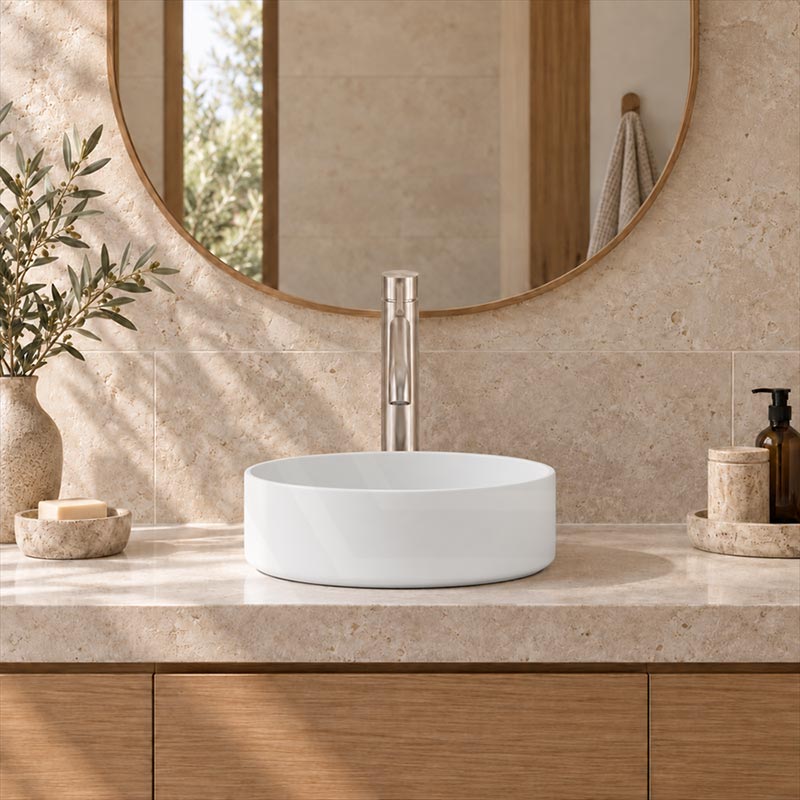 Above Counter Ceramic Basin Round Shape for Bathroom 310x310x110mm - Various Colour